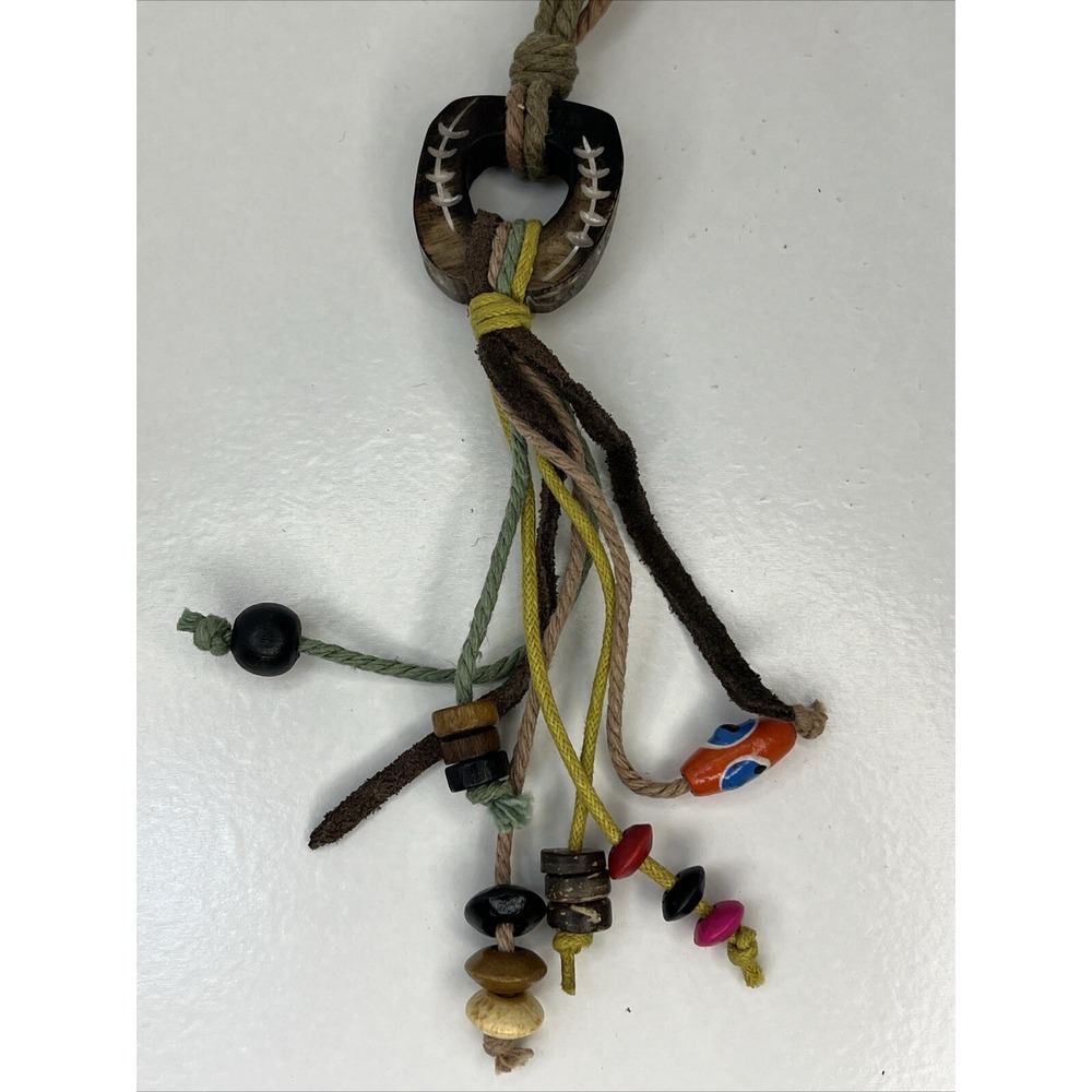 Dyed Hemp Cord 20" Necklace Wood‎ Beaded Tribal